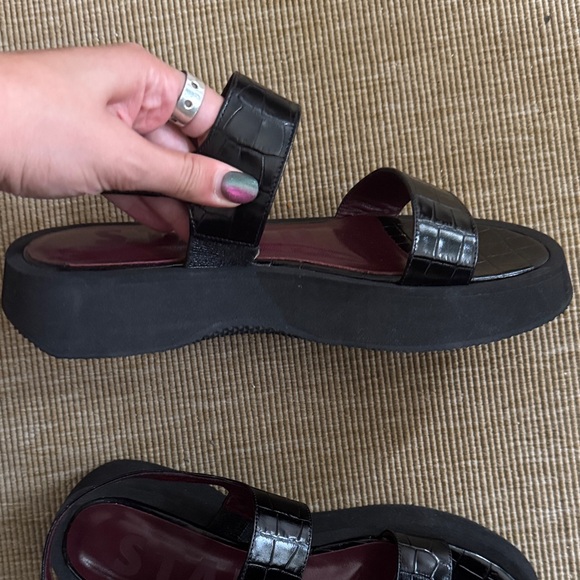 STAUD Black Croc-Embossed Sandals - Picture 4 of 7